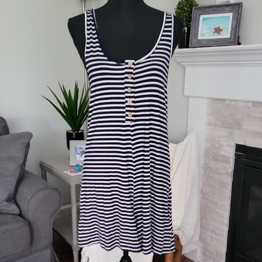Women's Navy and White Striped Romper